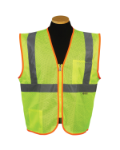 Sz M Lime Mesh Economy Zipper Safety Vest Model# MZ529C-2